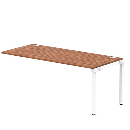 Impulse 1 Person Bench Desk Extension, 1800mm (800mm Deep), White Frame, Walnut