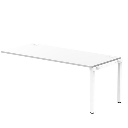 Impulse 1 Person Bench Desk Extension, 1800mm (800mm Deep), White Frame, White