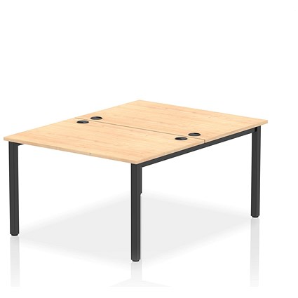 Impulse 2 Person Bench Desk, Back to Back, 2 x 1200mm (800mm Deep), Black Frame, Maple