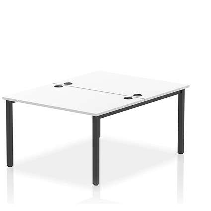 Impulse 2 Person Bench Desk, Back to Back, 2 x 1200mm (800mm Deep), Black Frame, White