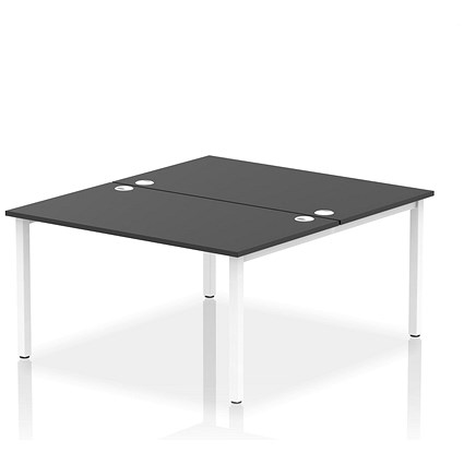 Impulse 2 Person Bench Desk, Back to Back, 2 x 1400mm (800mm Deep), White Frame, Black