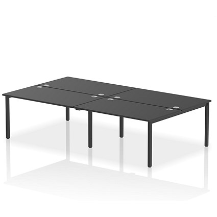 Impulse 4 Person Bench Desk, Back to Back, 4 x 1400mm (800mm Deep), Black Frame, Black