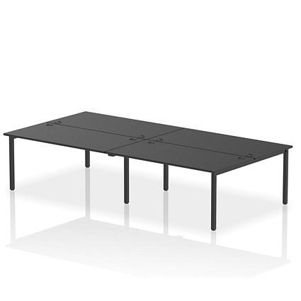 Impulse 4 Person Bench Desk, Back to Back, 4 x 1600mm (800mm Deep), Black Frame, Black