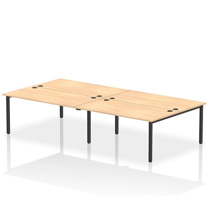 Impulse 4 Person Bench Desk, Back to Back, 4 x 1600mm (800mm Deep), Black Frame, Maple