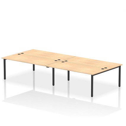 Impulse 4 Person Bench Desk, Back to Back, 4 x 1800mm (800mm Deep), Black Frame, Maple