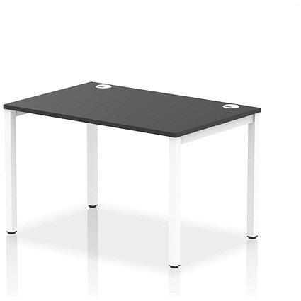 Impulse 1 Person Bench Desk, 1200mm (800mm Deep), White Frame, Black