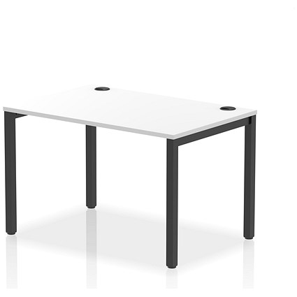 Impulse 1 Person Bench Desk, 1200mm (800mm Deep), Black Frame, White