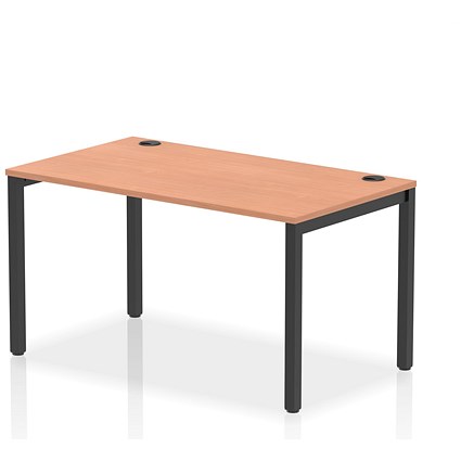 Impulse 1 Person Bench Desk, 1400mm (800mm Deep), Black Frame, Beech