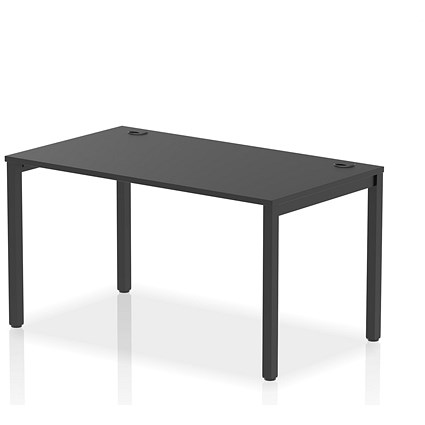 Impulse 1 Person Bench Desk, 1400mm (800mm Deep), Black Frame, Black