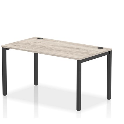 Impulse 1 Person Bench Desk, 1400mm (800mm Deep), Black Frame, Grey Oak