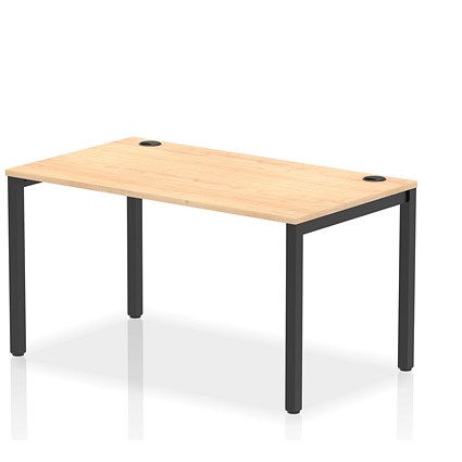 Impulse 1 Person Bench Desk, 1400mm (800mm Deep), Black Frame, Maple