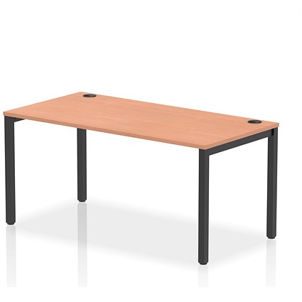 Impulse 1 Person Bench Desk, 1600mm (800mm Deep), Black Frame, Beech