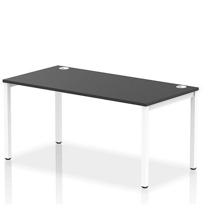 Impulse 1 Person Bench Desk, 1600mm (800mm Deep), White Frame, Black