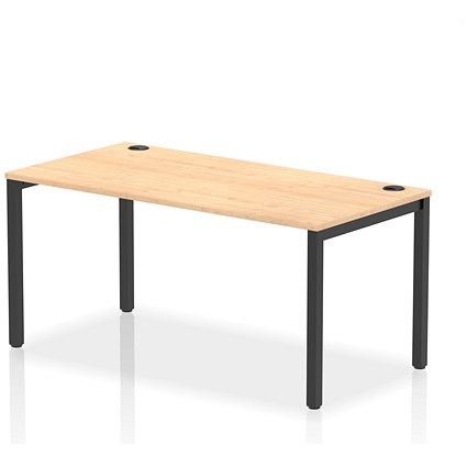 Impulse 1 Person Bench Desk, 1600mm (800mm Deep), Black Frame, Maple