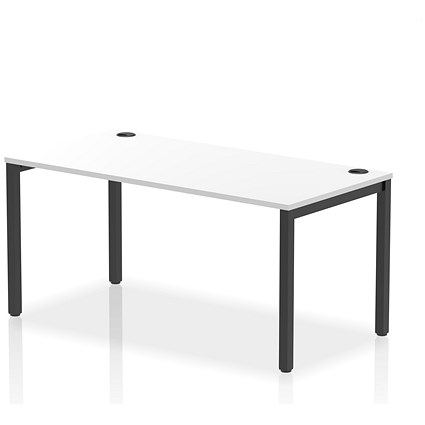 Impulse 1 Person Bench Desk, 1600mm (800mm Deep), Black Frame, White