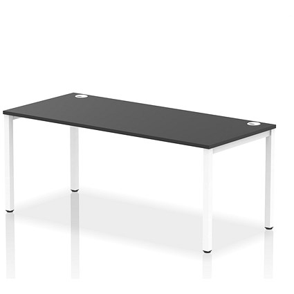 Impulse 1 Person Bench Desk, 1800mm (800mm Deep), White Frame, Black