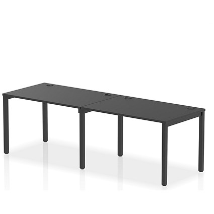 Impulse 2 Person Bench Desk, Side by Side, 2 x 1200mm (800mm Deep), Black Frame, Black