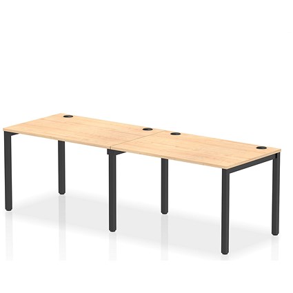 Impulse 2 Person Bench Desk, Side by Side, 2 x 1200mm (800mm Deep), Black Frame, Maple