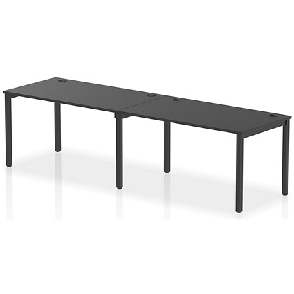 Impulse 2 Person Bench Desk, Side by Side, 2 x 1400mm (800mm Deep), Black Frame, Black