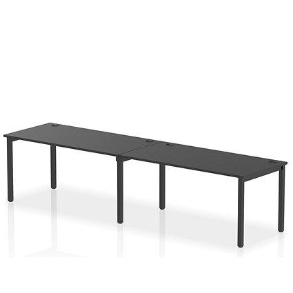 Impulse 2 Person Bench Desk, Side by Side, 2 x 1600mm (800mm Deep), Black Frame, Black