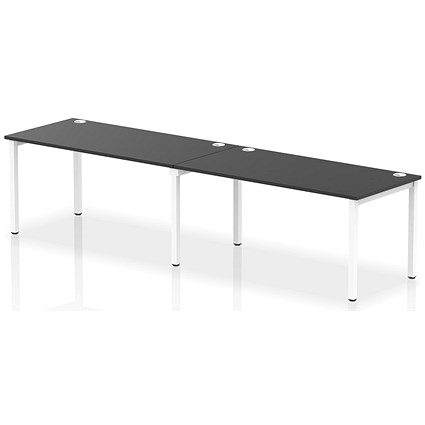 Impulse 2 Person Bench Desk, Side by Side, 2 x 1600mm (800mm Deep), White Frame, Black