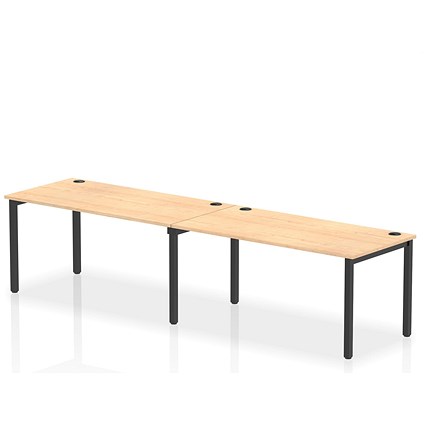 Impulse 2 Person Bench Desk, Side by Side, 2 x 1600mm (800mm Deep), Black Frame, Maple