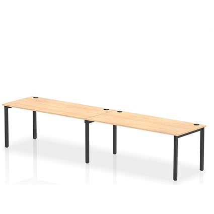 Impulse 2 Person Bench Desk, Side by Side, 2 x 1800mm (800mm Deep), Black Frame, Maple