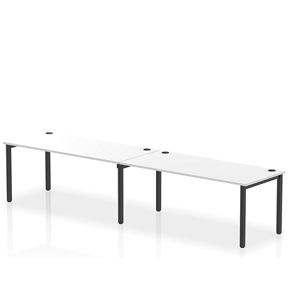 Impulse 2 Person Bench Desk, Side by Side, 2 x 1800mm (800mm Deep), Black Frame, White