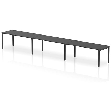 Impulse 3 Person Bench Desk, Side by Side, 3 x 1800mm (800mm Deep), Black Frame, Black