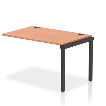 Impulse 1 Person Bench Desk Extension, 1200mm (800mm Deep), Black Frame, Beech