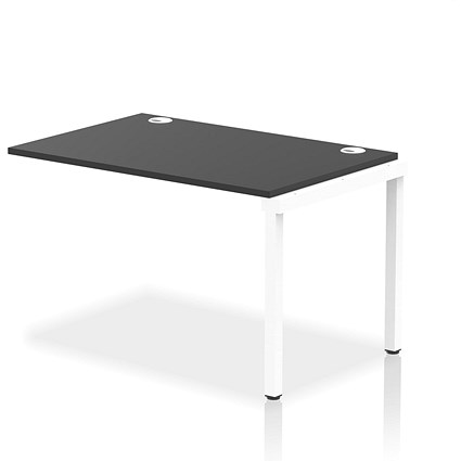 Impulse 1 Person Bench Desk Extension, 1200mm (800mm Deep), White Frame, Black