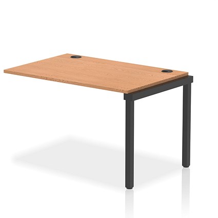 Impulse 1 Person Bench Desk Extension, 1200mm (800mm Deep), Black Frame, Oak