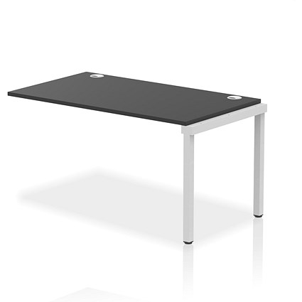 Impulse 1 Person Bench Desk Extension, 1400mm (800mm Deep), Silver Frame, Black