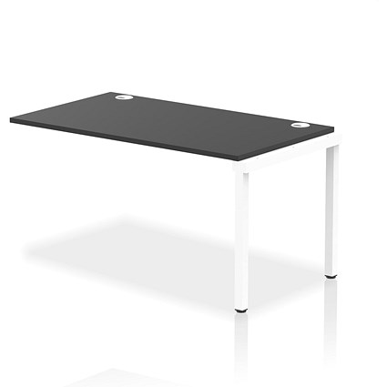 Impulse 1 Person Bench Desk Extension, 1400mm (800mm Deep), White Frame, Black