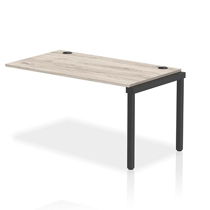 Impulse 1 Person Bench Desk Extension, 1400mm (800mm Deep), Black Frame, Grey Oak