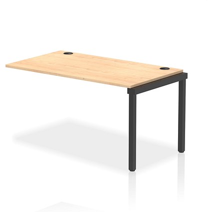 Impulse 1 Person Bench Desk Extension, 1400mm (800mm Deep), Black Frame, Maple