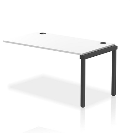 Impulse 1 Person Bench Desk Extension, 1400mm (800mm Deep), Black Frame, White