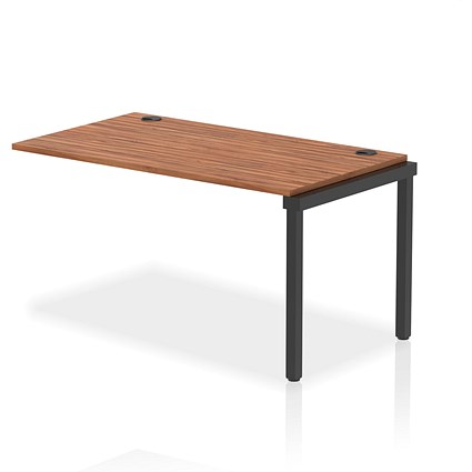 Impulse 1 Person Bench Desk Extension, 1400mm (800mm Deep), Black Frame, Walnut