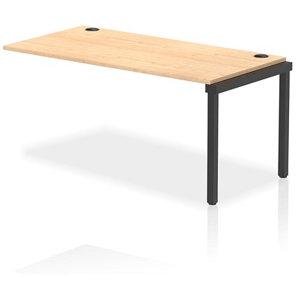 Impulse 1 Person Bench Desk Extension, 1600mm (800mm Deep), Black Frame, Maple