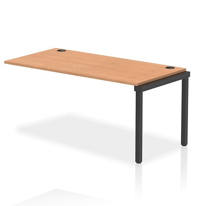 Impulse 1 Person Bench Desk Extension, 1600mm (800mm Deep), Black Frame, Oak