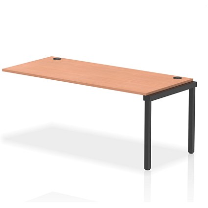 Impulse 1 Person Bench Desk Extension, 1800mm (800mm Deep), Black Frame, Beech