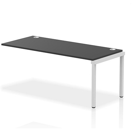 Impulse 1 Person Bench Desk Extension, 1800mm (800mm Deep), Silver Frame, Black