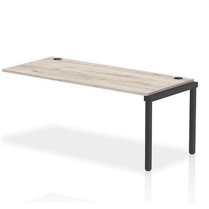 Impulse 1 Person Bench Desk Extension, 1800mm (800mm Deep), Black Frame, Grey Oak