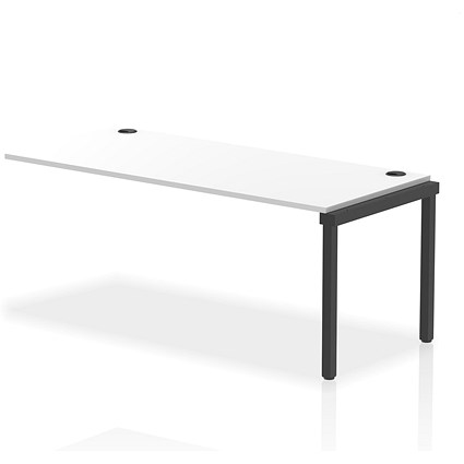 Impulse 1 Person Bench Desk Extension, 1800mm (800mm Deep), Black Frame, White