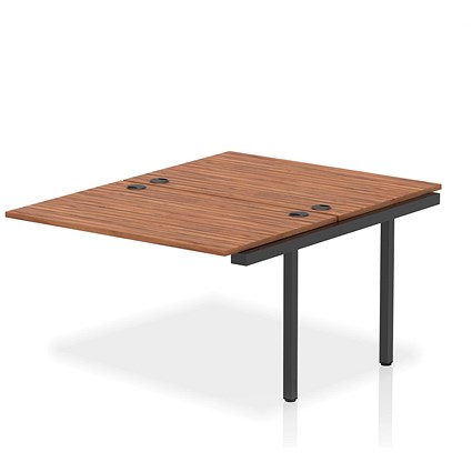 Impulse 2 Person Bench Desk Extension, Back to Back, 2 x 1200mm (800mm Deep), Black Frame, Walnut