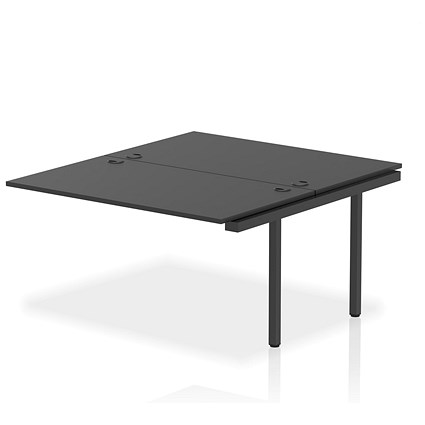 Impulse 2 Person Bench Desk Extension, Back to Back, 2 x 1400mm (800mm Deep), Black Frame, Black