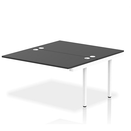 Impulse 2 Person Bench Desk Extension, Back to Back, 2 x 1400mm (800mm Deep), White Frame, Black