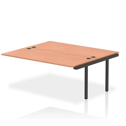 Impulse 2 Person Bench Desk Extension, Back to Back, 2 x 1800mm (800mm Deep), Black Frame, Beech