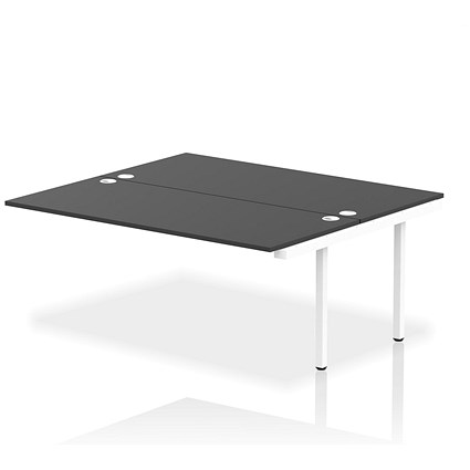 Impulse 2 Person Bench Desk Extension, Back to Back, 2 x 1800mm (800mm Deep), White Frame, Black