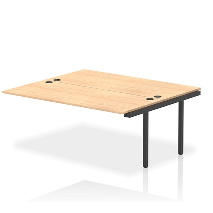 Impulse 2 Person Bench Desk Extension, Back to Back, 2 x 1800mm (800mm Deep), Black Frame, Maple